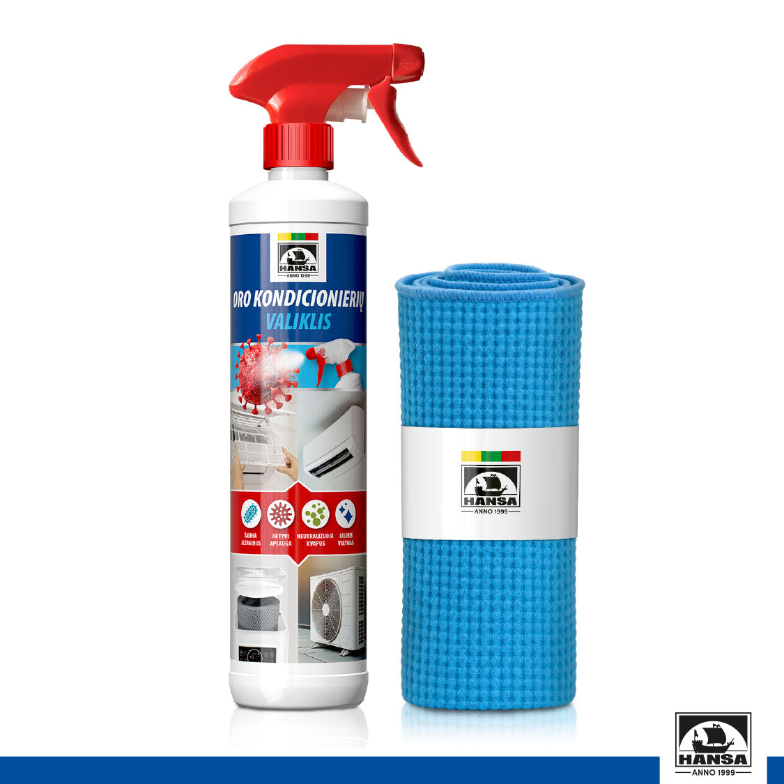 Oro kondicionierių valiklis, 500 ml ir mikropluošto šluostė