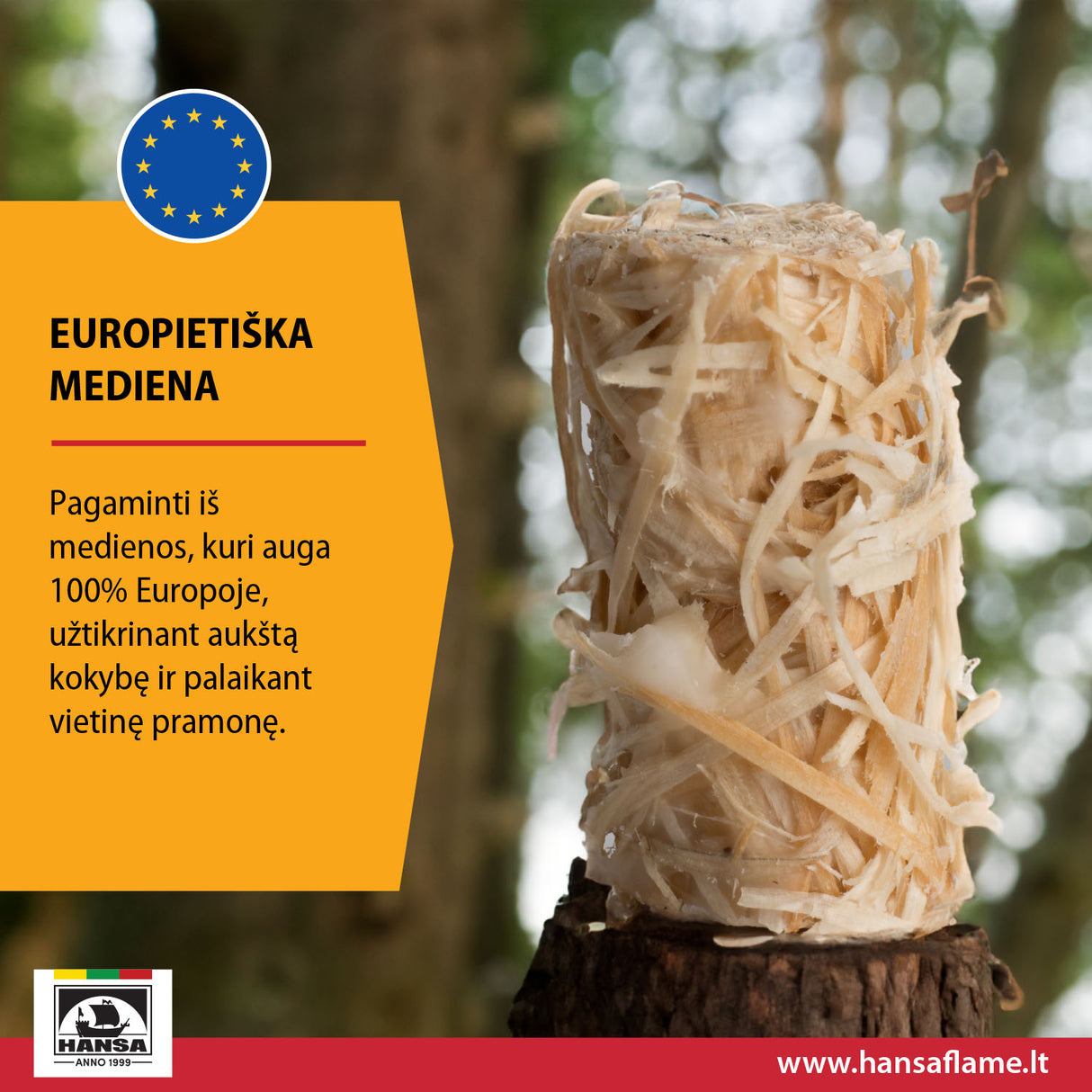 Hansa uždegimo įdegtukai iš medžio vilnos – lengvam ugnies įkūrimui
