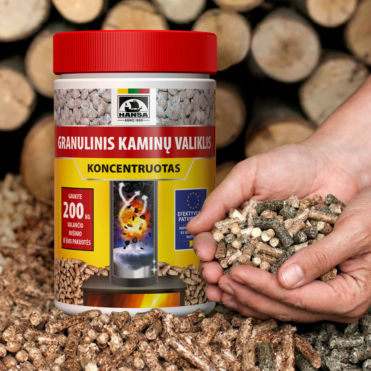 Hansa koncentruotas valiklis granulinėms krosnelėms – suodžių ir apnašų šalinimui