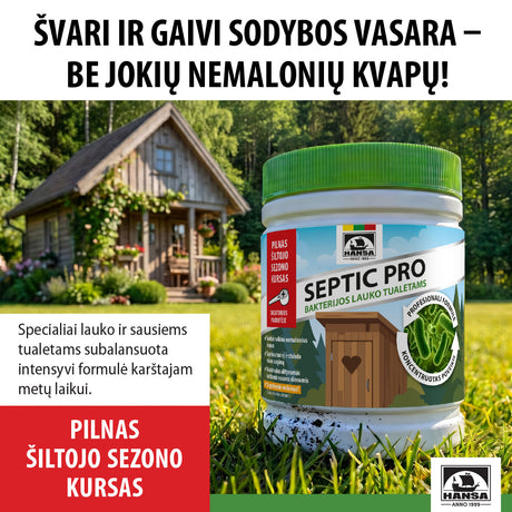 Priemonė kvapų mažinimui lauko tualetuose