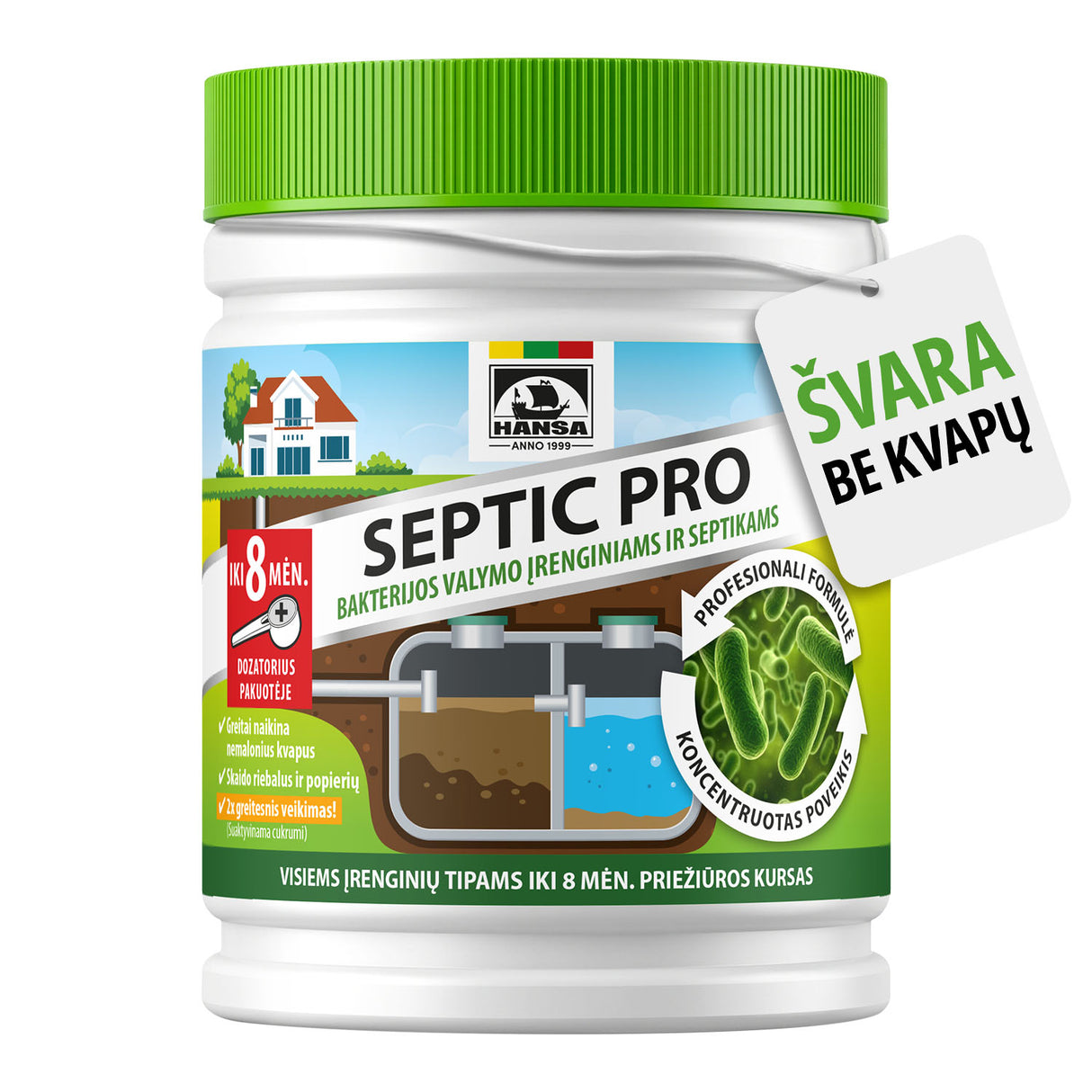 SEPTIC PRO bakterijos septikams ir valymo įrenginiams