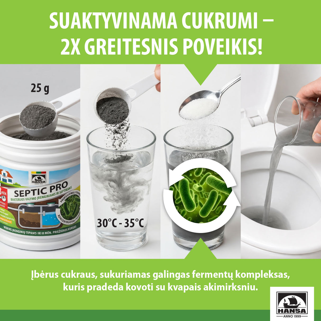 SEPTIC PRO bakterijos septiko priežiūrai