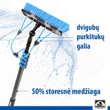 Valymo šepetys su integruota vandens padavimo sistema.